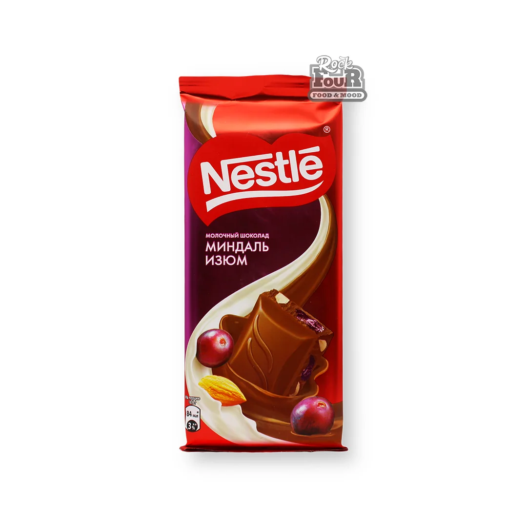 Շոկոլադե սալիկ «Nestle» նուշով և չամիչով 82գ
